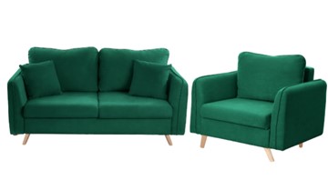 Комплект мебели Бертон изумрудный диван+ кресло в Чебоксарах