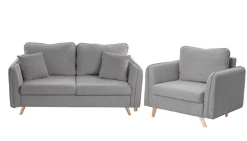 Комплект мебели Бертон серый диван+ кресло в Чебоксарах