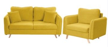 Комплект мебели Бертон желтый диван+ кресло в Чебоксарах