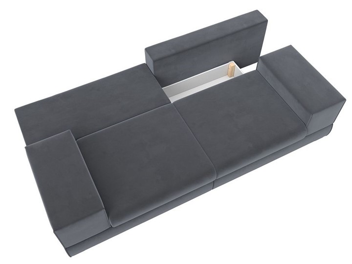 Прямой диван Лига-037, Серый (велюр) в Чебоксарах - изображение 2