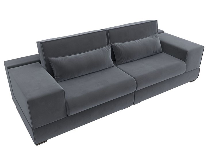 Прямой диван Лига-037, Серый (велюр) в Чебоксарах - изображение 5