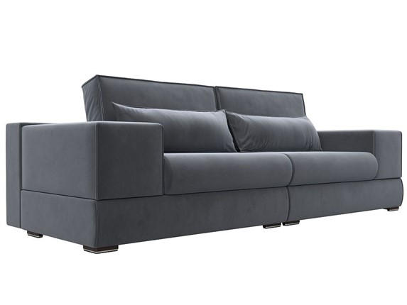 Прямой диван Лига-037, Серый (велюр) в Чебоксарах - изображение