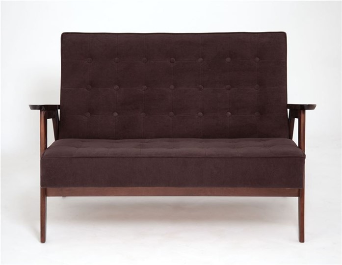 Прямой диван Ретро, двухместный (темный тон / RS32 - коричневый) в Чебоксарах - изображение 1
