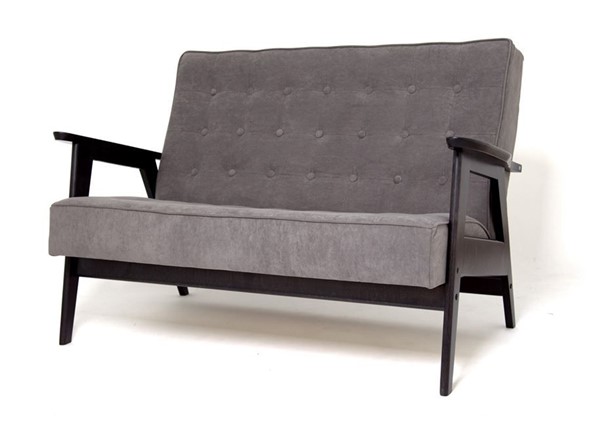 Прямой диван Ретро, двухместный (венге / RS 15 - темно-серый) в Чебоксарах - изображение