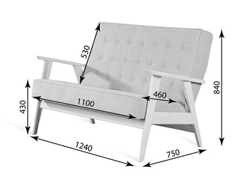 Прямой диван Ретро, двухместный (беленый дуб / RS 29 - бирюзовый) в Чебоксарах - предосмотр 3