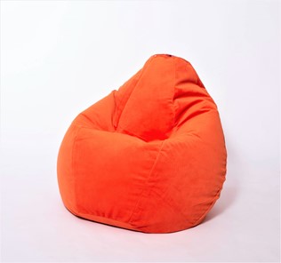 Кресло-мешок Груша большое, велюр однотон, оранжевое в Чебоксарах