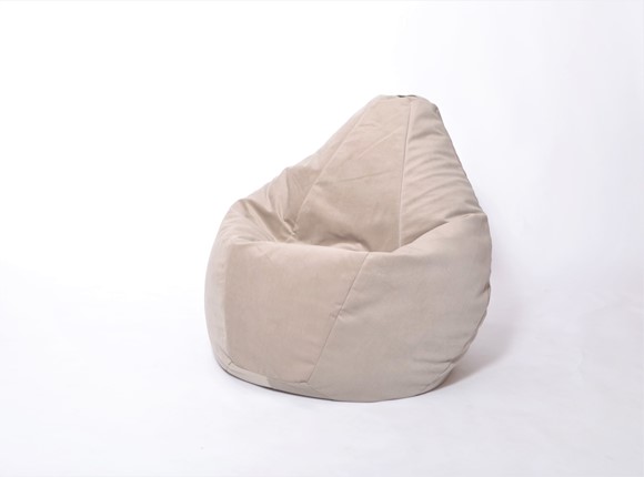 Кресло-мешок Груша среднее, велюр однотон, бежевое в Чебоксарах - изображение