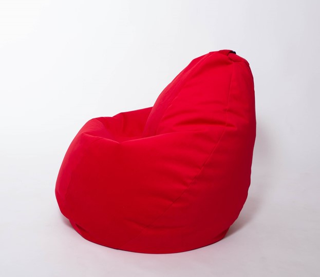 Кресло-мешок Груша большое, велюр однотон, красное в Чебоксарах - изображение 1