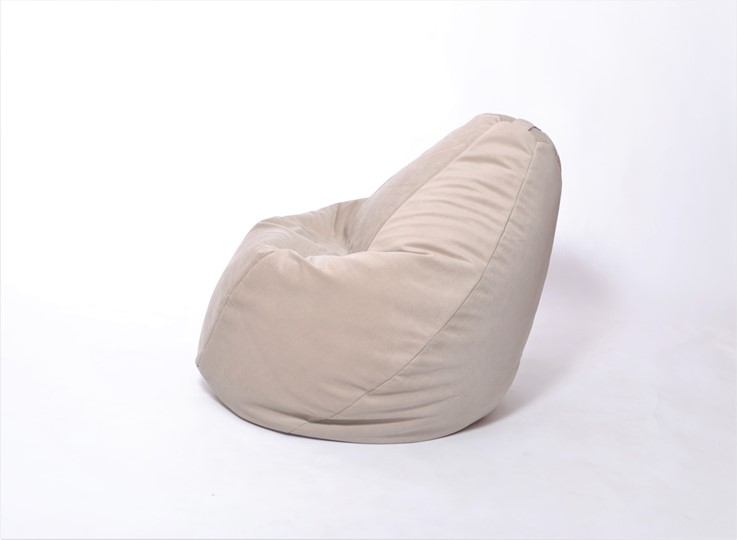 Кресло-мешок Груша малое, велюр однотон, бежевое в Чебоксарах - изображение 2
