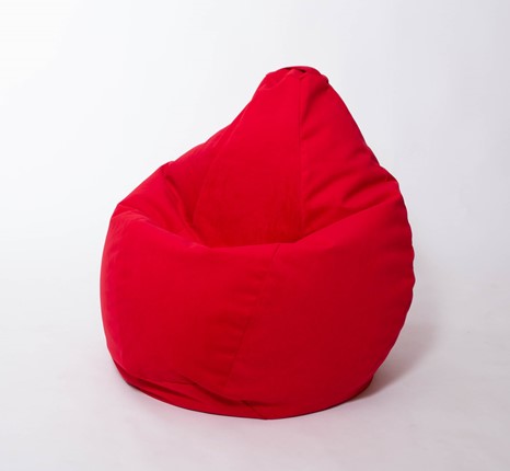 Кресло-мешок Груша большое, велюр однотон, красное в Чебоксарах - изображение