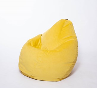 Кресло-мешок Груша большое, велюр однотон, лимонное в Чебоксарах