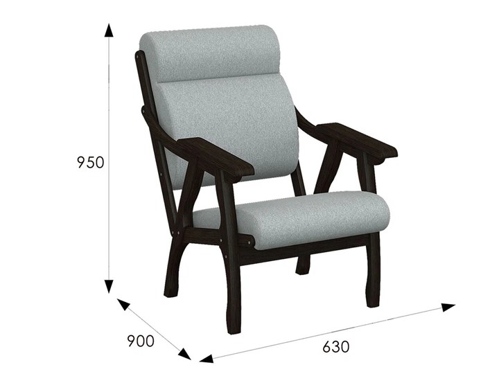 Кресло мягкое Вега 10 ткань серый, каркас венге в Чебоксарах - изображение 6