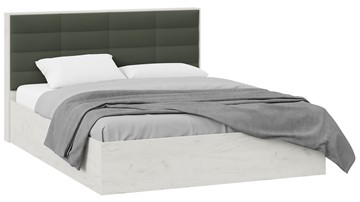 Двуспальная кровать Агата тип 1 (Дуб крафт белый, Велюр Серый) в Чебоксарах
