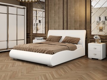 Кровать 2-х спальная Corso-8 Lite 160х200, Экокожа (Белый) в Чебоксарах
