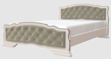 Кровать 2-спальная Карина-10 (Дуб Молочный, светлая обивка) 160х200 в Чебоксарах