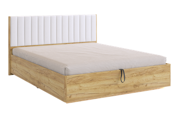 Кровать спальная с подъемным механизмом Адам, дуб крафт золотой/белоснежный (экокожа) в Чебоксарах