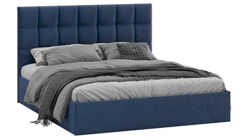 Кровать двуспальная с подъемным механизмом Эмбер (Микровелюр Wellmart Blue) в Чебоксарах