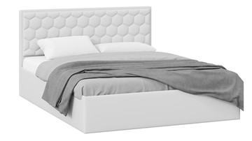 Двуспальная кровать с подъемным механизмом Порто (Экокожа белая Polo) без заглушины в Чебоксарах