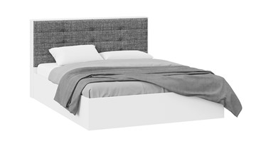 Кровать 2-спальная Тесса (Белый Жемчуг/Рогожка серая) в Чебоксарах