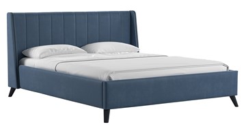 Кровать с механизмом 2-спальная Мелисса 180,арт. Тори 83 велюр (серо-синий) + кроватное дно в Чебоксарах