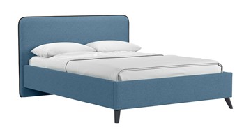 Кровать с механизмом 1.5-спальная Миа, 140 Bravo blue (светло-синий) / кант Лайт 10 Велюр (коричневый) + кроватное дно в Чебоксарах