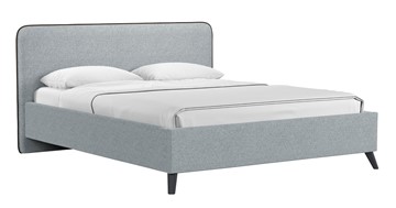Кровать с механизмом двуспальная Миа, 160 Bravo grey (серый) / кант Лайт 10 Велюр (коричневый) + кроватное дно в Чебоксарах