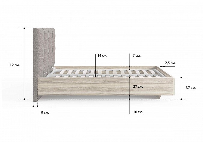 Кровать с подъемным механизмом Victoria (ясень анкор) 140х200 в Чебоксарах - изображение 1