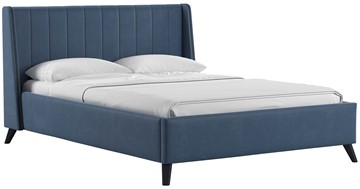 Кровать 1.5-спальная Мелисса 140, арт. Тори 83 велюр (серо-синий) + кроватное дно в Чебоксарах
