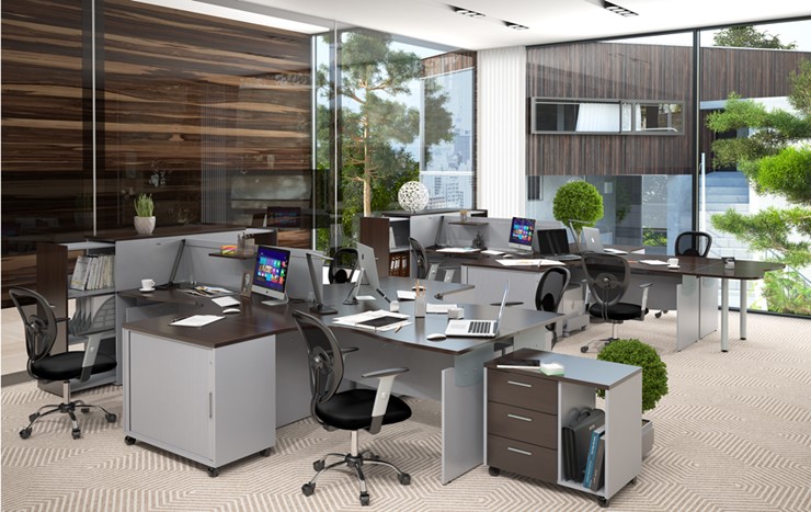Офисный комплект мебели OFFIX-NEW для двух сотрудников и руководителя в Чебоксарах - изображение 1