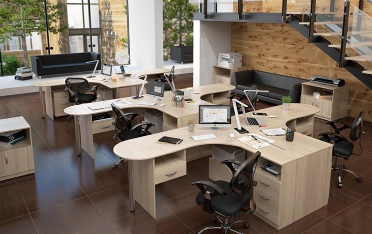 Мебель для персонала SIMPLE с эргономичными столами и тумбами в Чебоксарах - изображение