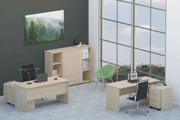 Офисный набор мебели Twin для 2 сотрудников со шкафом для документов в Чебоксарах - изображение