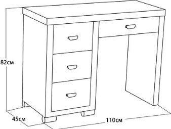 Косметический стол OrmaSoft 2, 4 ящика, правый, экокожа кремовая/белая в Чебоксарах - изображение 1