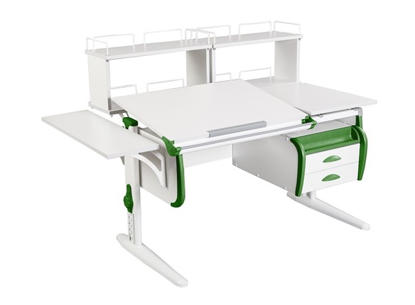 Детский стол-трансформер 1/75-40 (СУТ.25)+ Polka_b 1/550 + Polka_zz 1/600 (2 шт.) + Tumba 3 белый/белый/Зеленый в Чебоксарах - изображение