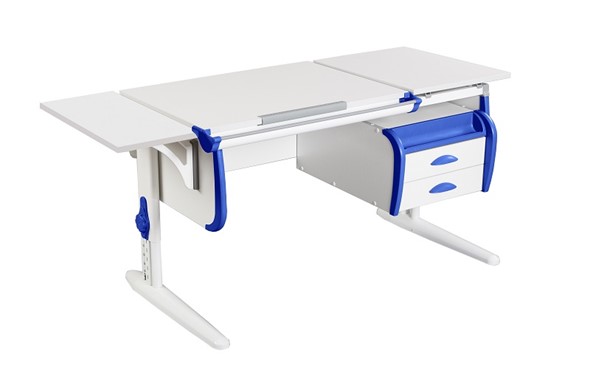 Растущий стол 1/75-40 (СУТ.25) + Polka_b 1/550 + Tumba 3 белый/белый/Синий в Чебоксарах - изображение