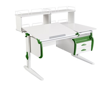 Детский стол-трансформер 1/75-40 (СУТ.25) + Polka_zz 1/600 (2 шт.) + Tumba 3  белый/белый/Зеленый в Чебоксарах
