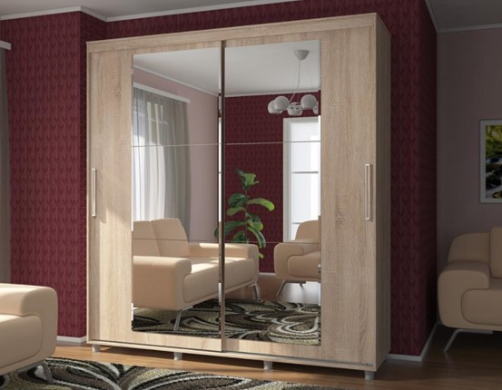 Шкаф 2-х дверный Комфорт №12 2.0 с прямоугольными зеркалами в Чебоксарах - изображение
