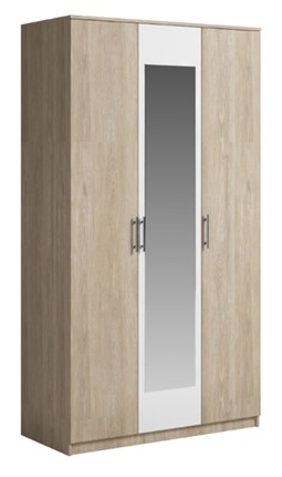 Шкаф 3 двери Светлана, с зеркалом, белый/дуб сонома в Чебоксарах - изображение