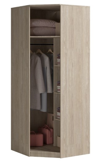Угловой шкаф Светлана, с зеркалом, белый/дуб сонома в Чебоксарах - изображение 1