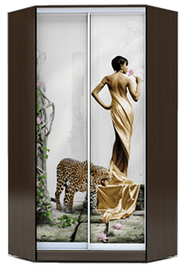 Шкаф угловой 2400х1103, ХИТ У-24-4-77-03, Девушка с леопардом, венге в Чебоксарах