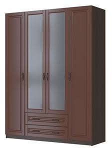Четырехстворчатый шкаф Кантри, лак орех ШР-4, с 2мя зеркалами в Чебоксарах