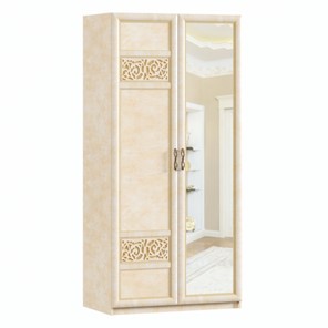 Шкаф 2х-дверный Александрия с зеркалом ЛД 625.053, Рустика/Кожа Ленто в Чебоксарах