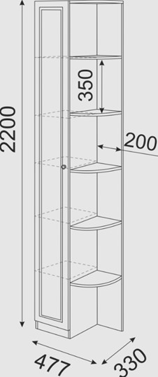 Угловой шкаф-стеллаж Беатрис М13 левый (Орех Гепланкт) в Чебоксарах - изображение 3