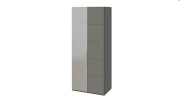 Распашной шкаф Наоми с 1 зеркальной левой дверью, цвет Фон серый, Джут СМ-208.07.04 L в Чебоксарах