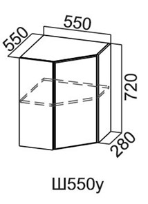 Настенный шкаф угловой, Модус, Ш550у/720, галифакс в Чебоксарах