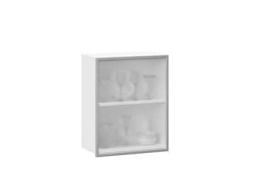 Кухонный шкаф 600, Шервуд, со стеклом правый, ЛД 281.352.000.116, белый/серый в Чебоксарах
