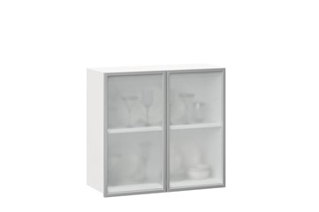 Кухонный шкаф 800, Шервуд, со стеклом ЛД 281.361.000.118, белый/белый глянец в Чебоксарах