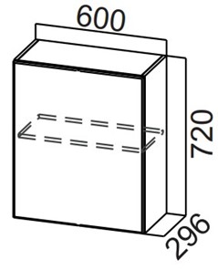 Распашной кухонный шкаф Стайл, Ш600/720(1ств), МДФ в Чебоксарах