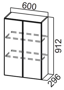 Распашной кухонный шкаф Стайл, Ш600/912, МДФ в Чебоксарах