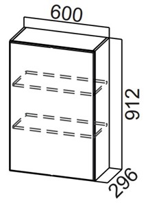Шкаф навесной на кухню Стайл, Ш600/912(1ств), МДФ в Чебоксарах