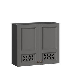 Навесной кухонный шкаф Амели-3 800 ЛД 299.360.000.035, Черный/Оникс серый в Чебоксарах